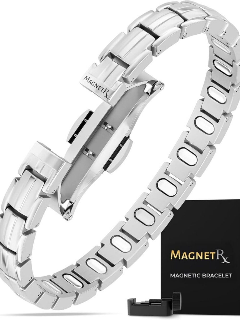 5X Strength Magnetic Bracelet for Women - Stylish Silver EllipseMAX Design